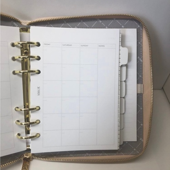 Kikki.K B6 Beige Croco Leather Zippered Planner - Picture 8 of 11